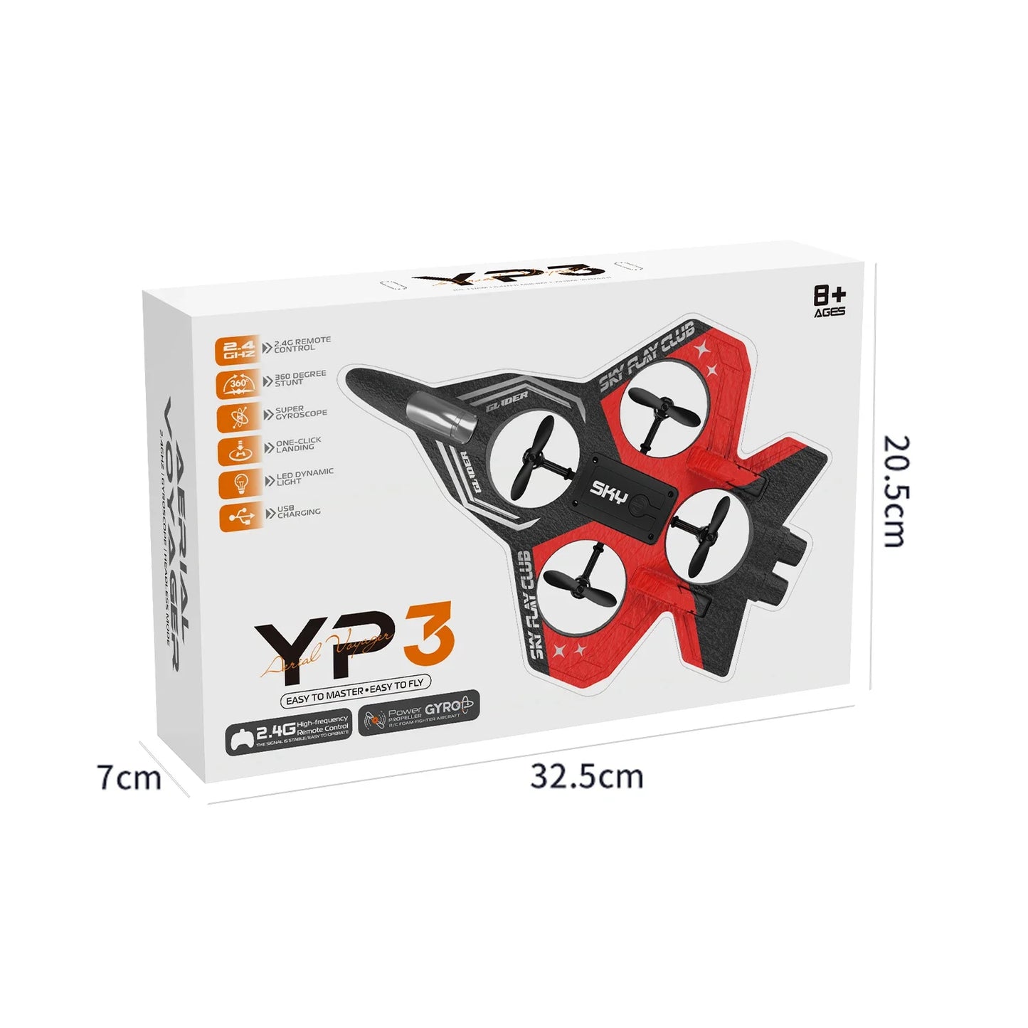 New YP3 Glider Flying Helicopter RC Hobby Jet Plane 2.4G Stunt Remote Control Foam Fighter Airplane Toy Drone With Light